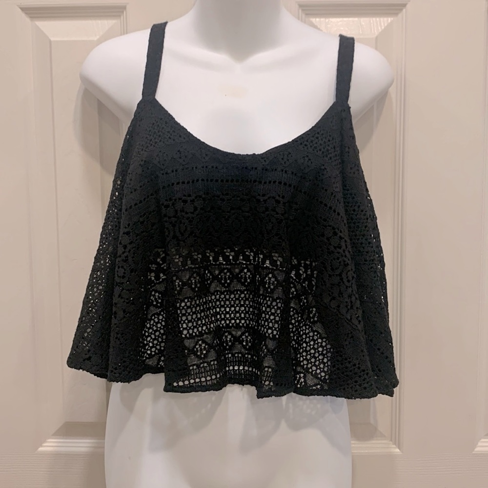NWT Black Cropped Boho Top